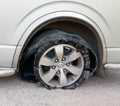 Tyre broken on the road Royalty Free Stock Photo