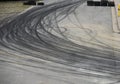 Tyre burnout marks on asphalt road Royalty Free Stock Photo