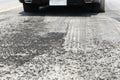 Tyre burnout marks on asphalt road Royalty Free Stock Photo