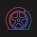 Tyre damage gradient vector icon for dark theme