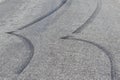 Tyre skid marks on asphalt road Royalty Free Stock Photo