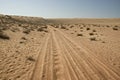 Tyre / Tire Tracks Through The Desert Sand Dunes Royalty Free Stock Photo