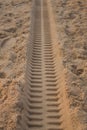 Tyre track on Goan beach Royalty Free Stock Photo