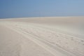 Tyre tracks across sand Royalty Free Stock Photo