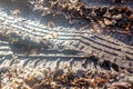 Tyre tracks on a muddy road in lake district uk Royalty Free Stock Photo