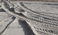 Tyre tracks in the sand Royalty Free Stock Photo