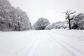 Tyre tracks in the snow Royalty Free Stock Photo