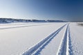 Tyre tracks in the snow Royalty Free Stock Photo