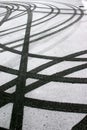 Tyre tracks in snow Royalty Free Stock Photo