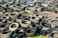 Tyres on dump, prohibited rubish Royalty Free Stock Photo