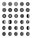 Tyres Glyph Vector Icons Set Royalty Free Stock Photo