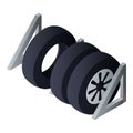 Tyres set garage icon, isometric style