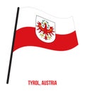 Tyrol Flag Waving Vector Illustration on White Background. States Flag of Austria
