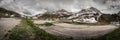 TYROL/KUEHTAI - June 2019: Panorama of the seemingly extinct ski resort of KÃÂ¼htai in Tyrol in summer