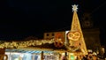 Tyrolean christmas market in the beautiful Piazza Grande of Arezzo, Tuscany