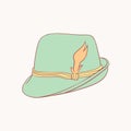 Tyrolean hat hand drawn style vector doodle design illustrations