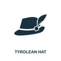 Tyrolean Hat vector icon symbol. Creative sign from oktoberfest icons collection. Filled flat Tyrolean Hat icon for computer and