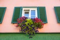 Tyrolean windows in Austria Royalty Free Stock Photo