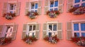 Tyrolean windows in Austria Royalty Free Stock Photo