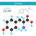 Tyrosine. Structural chemical formula Royalty Free Stock Photo