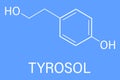 Tyrosol molecule skeletal formula. Antioxidant found in olive oil. Royalty Free Stock Photo