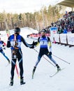 Tyumen, RUSSIA - APR 9, 2014: Simon Fourcade (FRA) after finish