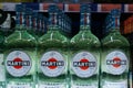 Tyumen, Russia - avg 27, 2019: Martini Bianco vermouth Martini closeup bottles of alcoholic beverages on the store