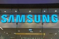 Tyumen, Russia-December 11, 2020: Samsung Korean electronics logo Samsung is a South Korean multinational conglomerate company Royalty Free Stock Photo