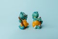 Tyumen, Russia-February 15, 2023: Kinder surprise toy dinosaurs. Collection of kinder surprise toys.