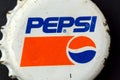 Tyumen, Russia-February 15, 2023: Pepsi logo bottle cap. Retro style. Vintage cap, close-up macro