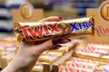 Tyumen, Russia-January 26, 2023: Twix bars xtra are produced by Mars Incorporated. This name has been used since 1991