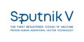 Tyumen, Russia. March 15, 2021: Russian vaccine SPUTNIK V Vector logo image. SPUTNIK V THE FIRST REGISTERED COVID-19