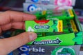 Tyumen, Russia-November 25, 2023: Doublemint chewing gum made by Wrigley