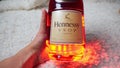 Tyumen, Russia-November 27, 2021: French Hennessy logo cognac, vsop selective focus