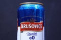 Tyumen, Russia-November 02, 2020: Krusovice Beer. Royal brewery krusovice was established in 1581. In 2007, it was acquired by