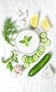 Tzatziki sauce ingredients. Healthy appetizer