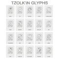 Tzolk`in calendar named days and associated glyphs Royalty Free Stock Photo