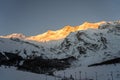 TÃ¤schhorn, Dom and SÃ¼dlenz in the Mischabel Mountain Range in the Alps at Sunrise, Saas-Fee, Switzerland