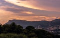 TÃÂªte de Chien Dog`s Head at sunset, near La Turbie and Principality of Monaco Royalty Free Stock Photo