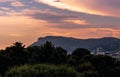 TÃÂªte de Chien Dog`s Head at sunset, near La Turbie and Principality of Monaco Royalty Free Stock Photo