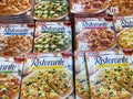 View on Dr. Oetker Ristorante frozen pizzas in freezer of german supermarket