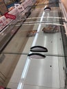 View into empty freezer with frozen products like pizza in german supermarket after panic buying in during corona crisis