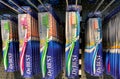 Close up of Dr. Best toothbrushes packages in shelf of german supermarket Royalty Free Stock Photo