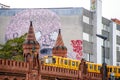 U-bahn goes trough Oberbaum bridge in Berlin