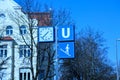 u-bahn sign in munich, gern, blue sky Royalty Free Stock Photo