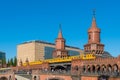 U-Bahn train crossing the Oberbaum Bridge in city of Berlin in Germany Royalty Free Stock Photo