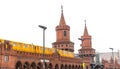 U-Bahn train passing over Oberbaum Bridge in Berlin, Germany Royalty Free Stock Photo