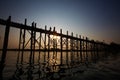 U bein bridge - famous and longest teak wood bridge over Taungthaman Lake, Myanmar