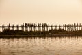 U bein bridge - famous and longest teak wood bridge over Taungthaman Lake, Myanmar