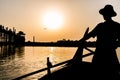 U Bein Bridge Silhouette, Myanmar Royalty Free Stock Photo